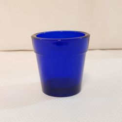 Vintage Mini Cobalt Blue Glass Succulent Pot. 