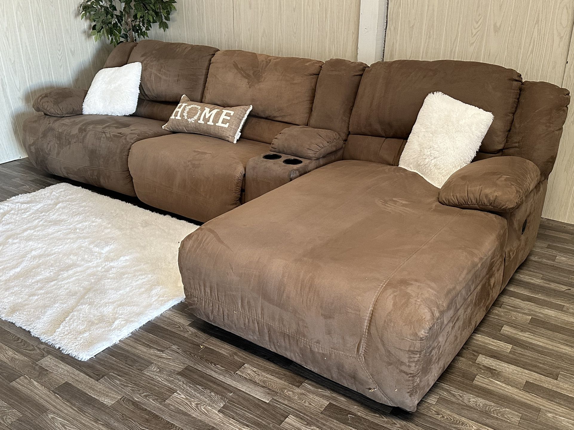 Large Brown Reclining Ashley Furniture Sectional Couch - Delivery Available 