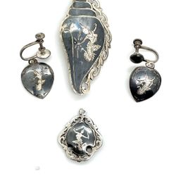 Lot Of Nielloware Sterling Jewelry 
