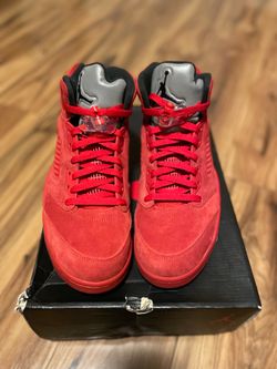 Red suede Jordan 5 size 10.5