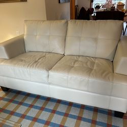 Faux White Leather Sofa
