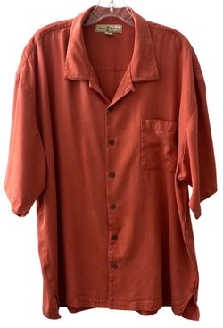 TOMMY BAHAMA Orange 100% Silk Short Sleeve Camp Shirt Men’s Size XXL