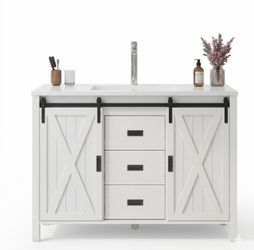 48" Farmhouse Bathroom Vanity with Sink (Read Description)