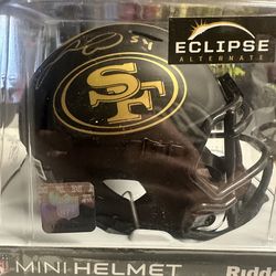 Fred Warner Signed San Francisco 49ers Riddell Eclipse Speed Mini Helmet Beckett