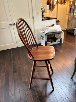 Cherry or walnut - Amish bar height stool with swivel