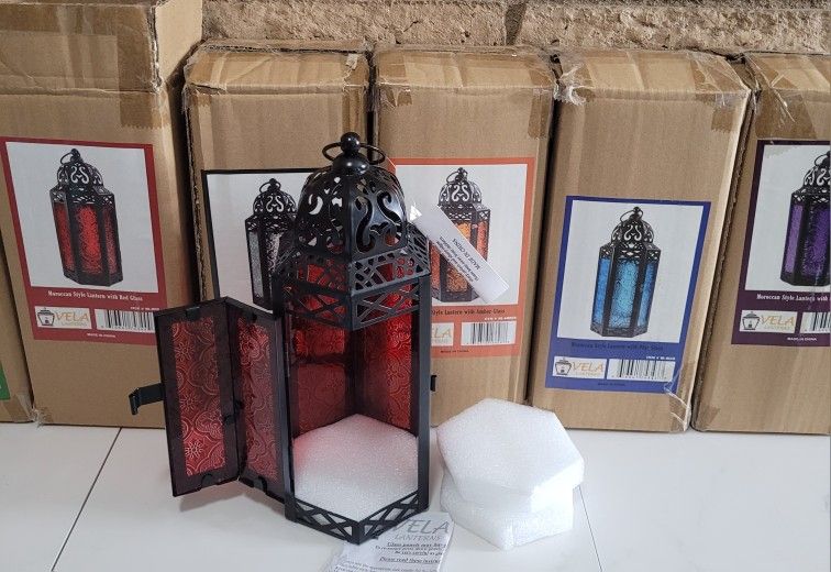 Decorative Moroccan Candle Lantern Holder - 6 pack