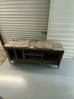 Rustic Wood and Metal TV Console with Storage