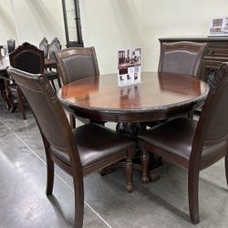 48” round Formal Dining Table And 4 Chairs 