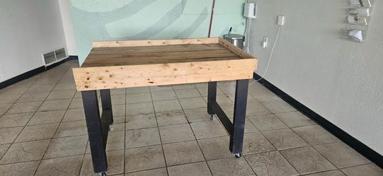 Heavy-Duty Rolling Workbench / Potting Table - Solid Wood - 49" × 34.5" x 35.5