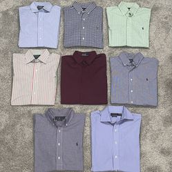 Lot of 8 Men’s Size Medium Polo Ralph Lauren Button Down Dress and Casual Long Sleeve Shirts