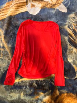 Red Long Sleeve V-Neck Top