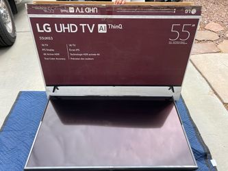LG 55” UHD ThinQ AI Tv & mounting bracket