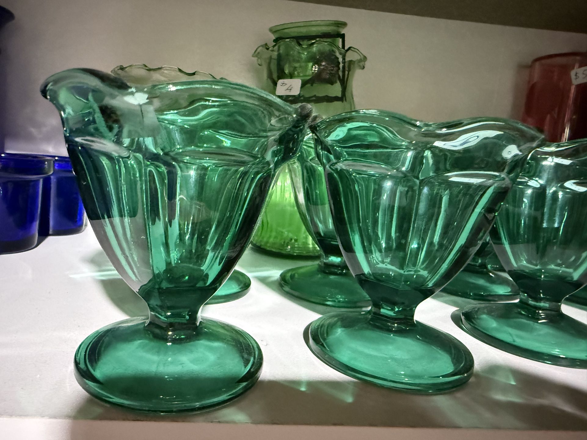 Antique Green Ice Cream Cups
