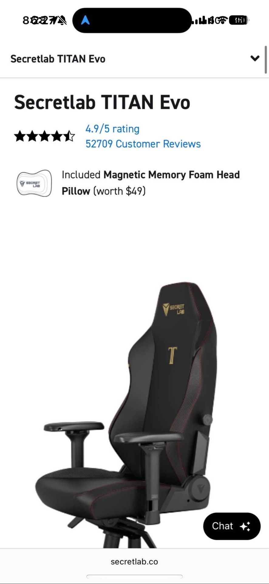 Secretlab Titan XL 2020 Gaming Chair – $350
