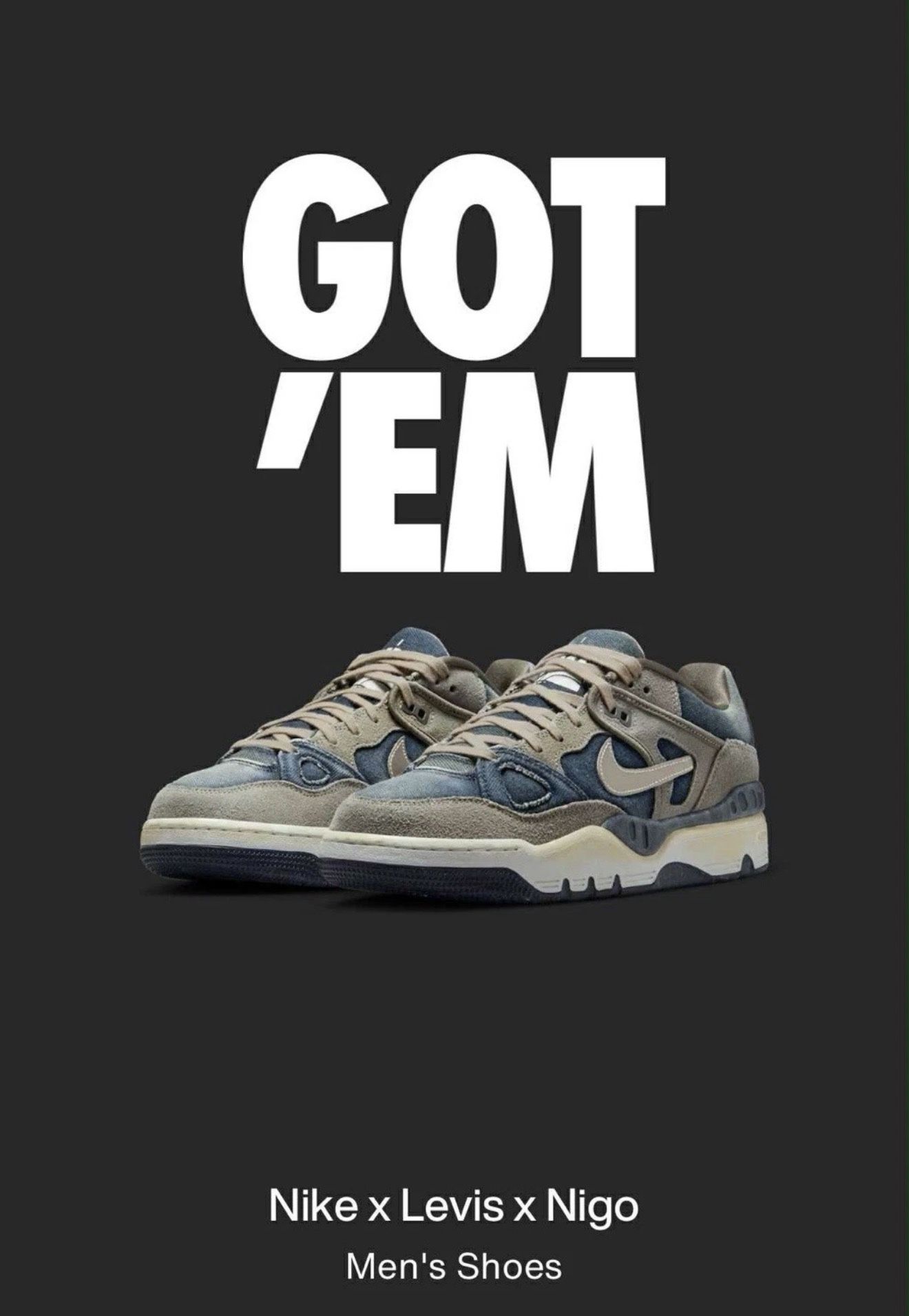 Size 10M/11.5W - Nike Air Force 3 Low SP Nigo x Levi’s Olive Grey HQ0262-001