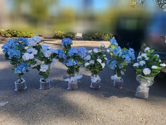 Faux Hydrangea & Rose Trees. $30 EACH