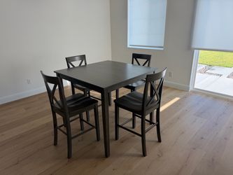 Black Counter Height Dining Table Set with 4 Chairs