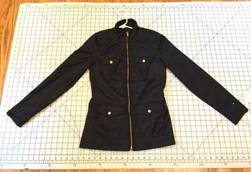 TOMMY HILFIGER LADIES BLACK LIGHTWEIGHT QUAD POCKETS JACKET PETITE/EXTRA SMALL