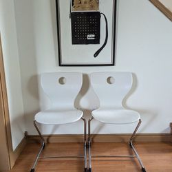 Verner Panton PantoSwing Lupo Pair of White & Chrome Desk Chairs