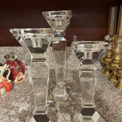 Set Glass Candle Holder Candlestick