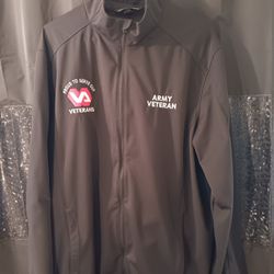 US Army Veteran "Proud To Serve Our Veterans Black Long Sleeve Zip-Up Jacket  Size Extra Large 