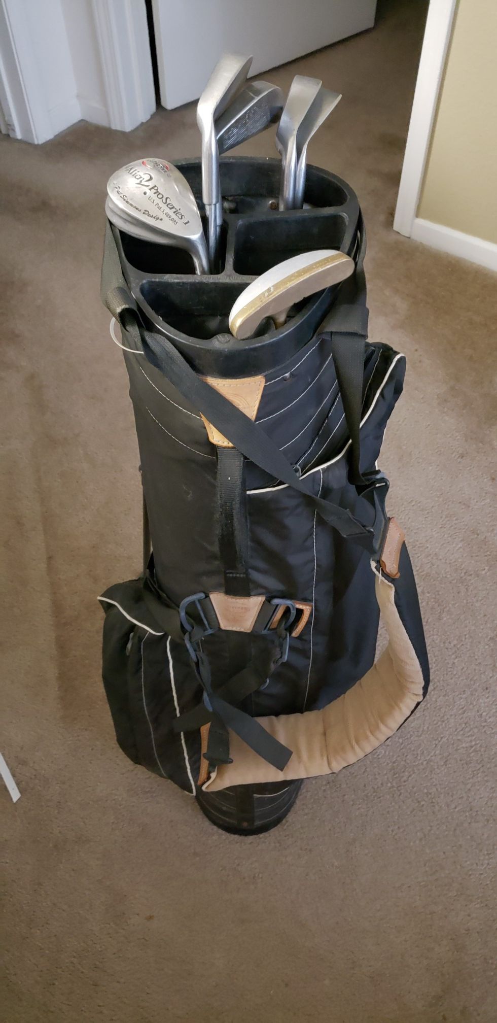 Golf clubs and bag