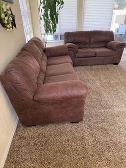 Brown Microfiber Sofa and Loveseat Set