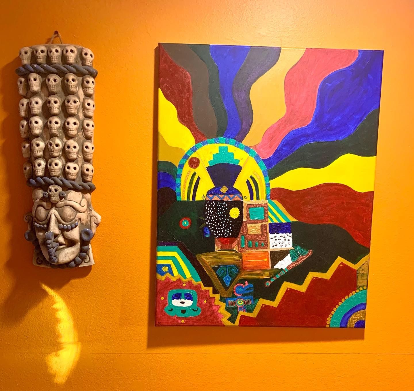 Mayan Acrylic Painting. Custom Art Pipil Tribe El Salvador