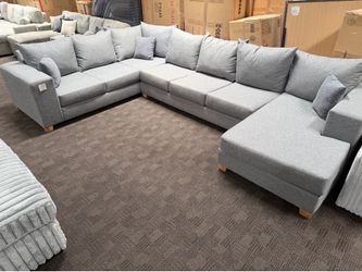 Large, light gray comfy sectional