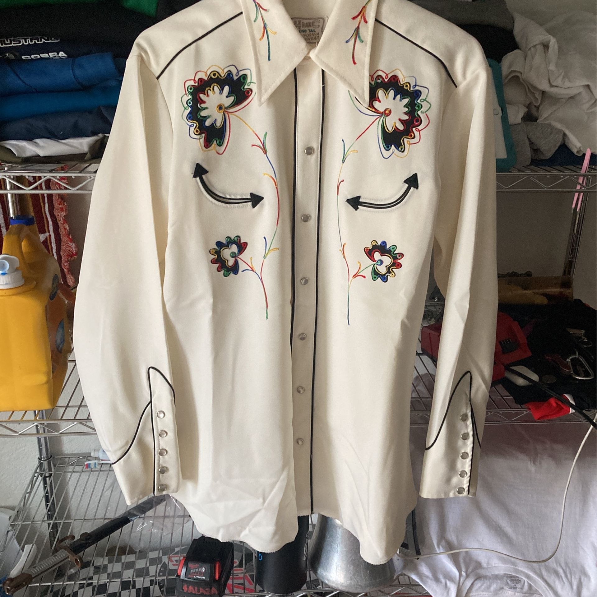 H BAR C western Cowboy Pear Snap American Shit Vintage Made In Usa