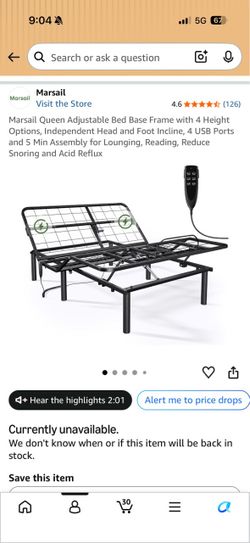 Marsail Queen Adjustable Bed Base Frame