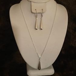 NEW, PRICE FIRM, 3-Piece Sterling Silver Pendant with 18-inch Chain and Earrings