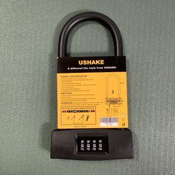 USHAKE Bicycles U Lock, Heavy Duty Bike Lock Scooter Motorcycles Combination Lock Combo Gate Lock