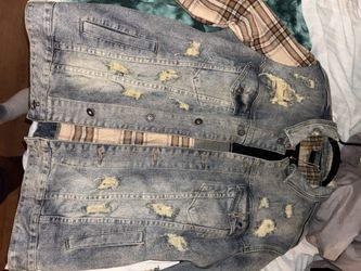 Plaid Stitched Jean Jacket
