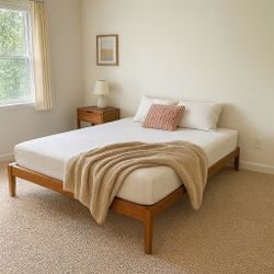 NEW Cherry Wood Bed Frame – Midcentury Solid Wood Queen