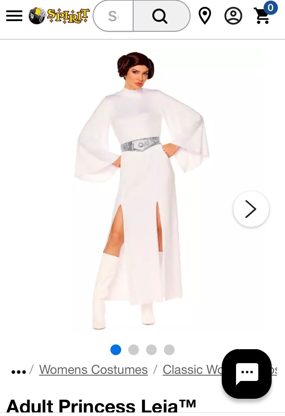 Princess Leia white dress with belt and wig M/L Halloween Star Wars