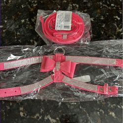 New Pink doggy leash and harness For Small Pet 