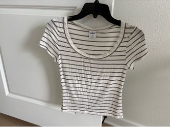 $6 for (1) White Striped Scoop Neck Women's Tee - SP