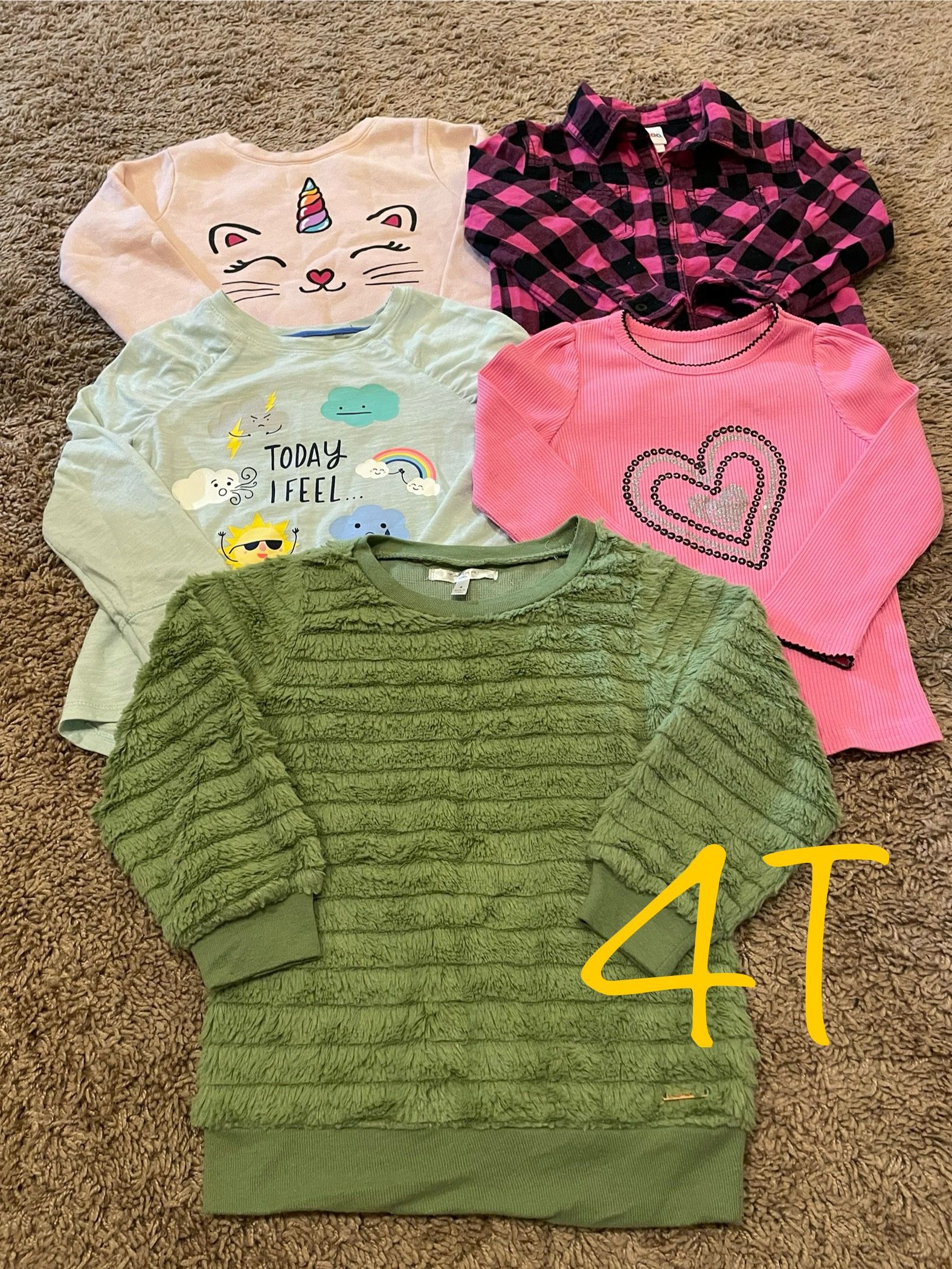 Winter/fall Girl Clothes, Long Sleeve Shirts Size 4T