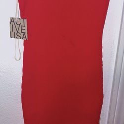 New -dress stretch for woman color -red -by the knees