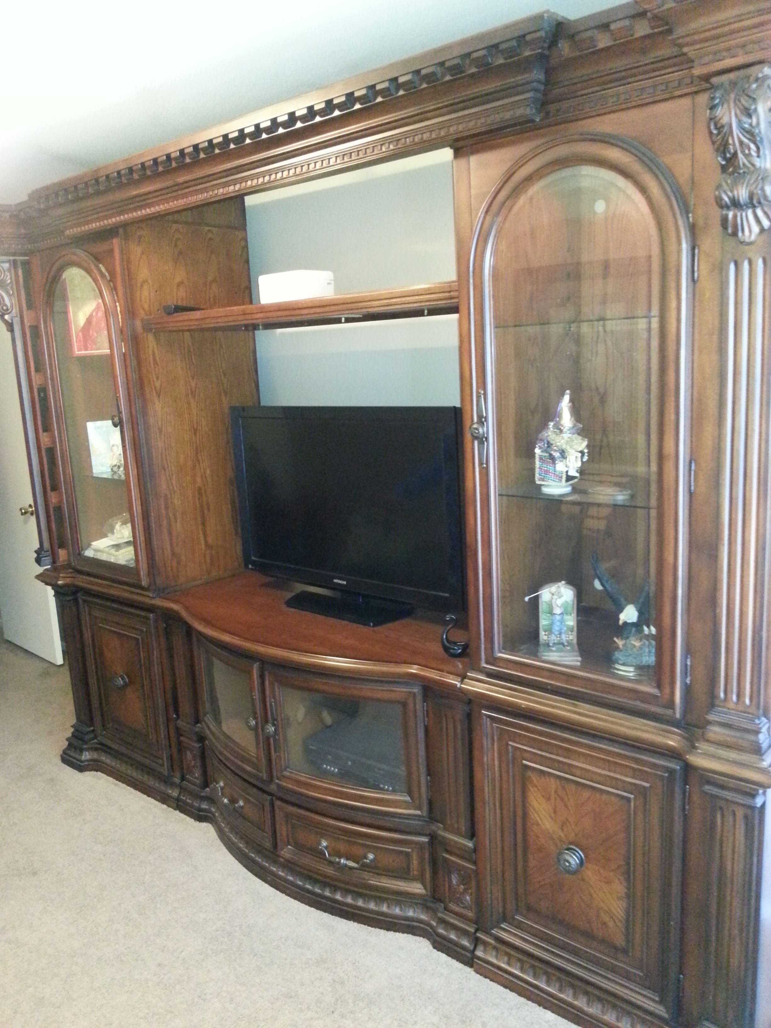 Fairmont Designs Grand Estates Entertainment Center w/ 2 Glass Cabinet Doors