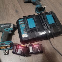 Makita Impact and Drill And 2 Batery And Charger 
