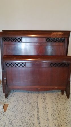 Historic Bed Head Foot Board Twin Mahoghany Solid Wood Antique