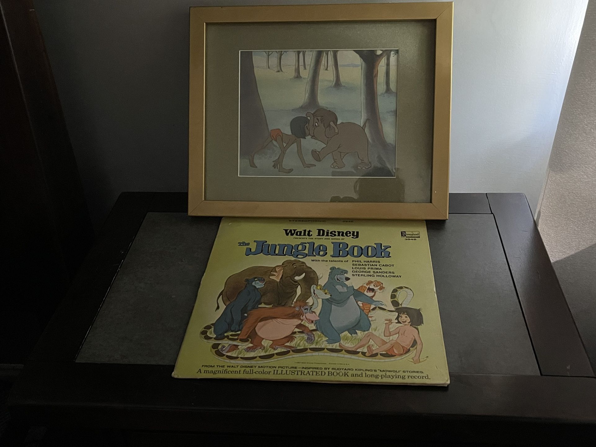 1967 Jungle Book Disney Cell & Vinyl Record With Storybook