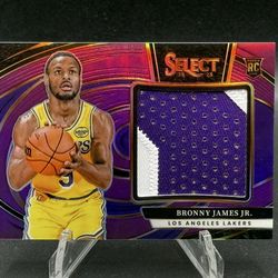 2024-25 Select Jumbo Rookie Swatches Purple Prizm #JRS-BJJ Bronny James Jr Patch RC #/99