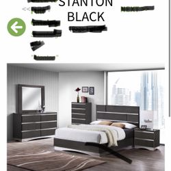 New Queen Size 5 Piece Bedroom Set Black Color