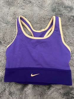 Nike purple sports bra with yellow trim