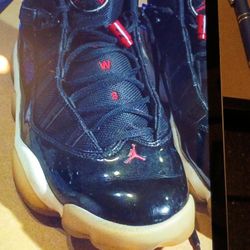 NIKE AIR JORDAN 6 RINGS "BLACK GYM RED". MEN'S SIZE 10.5