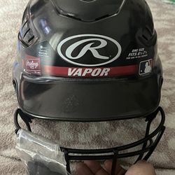Rawlings Vapor Molded Youth Batting Helmet With Face Guard, Black