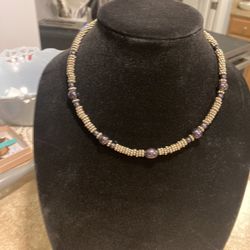 18” Vintage Napier Necklace in Gold & Purple Tones. (Johnstown Ohio)